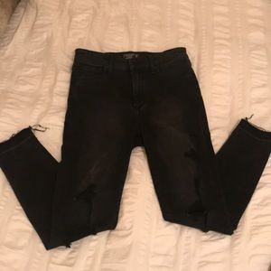 High waisted diary teased black skinny jeans